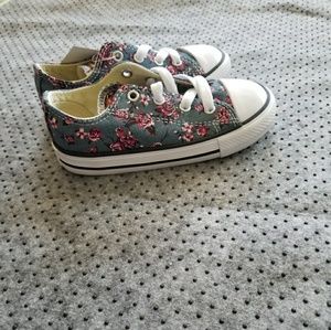 Toddler girls denim floral converse